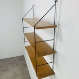 Wooden and metal string shelf, 1960s