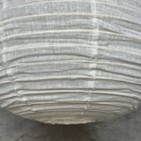Large pendant light in Japanese-style natural rattan and linen in the shape of a drop H55 D60