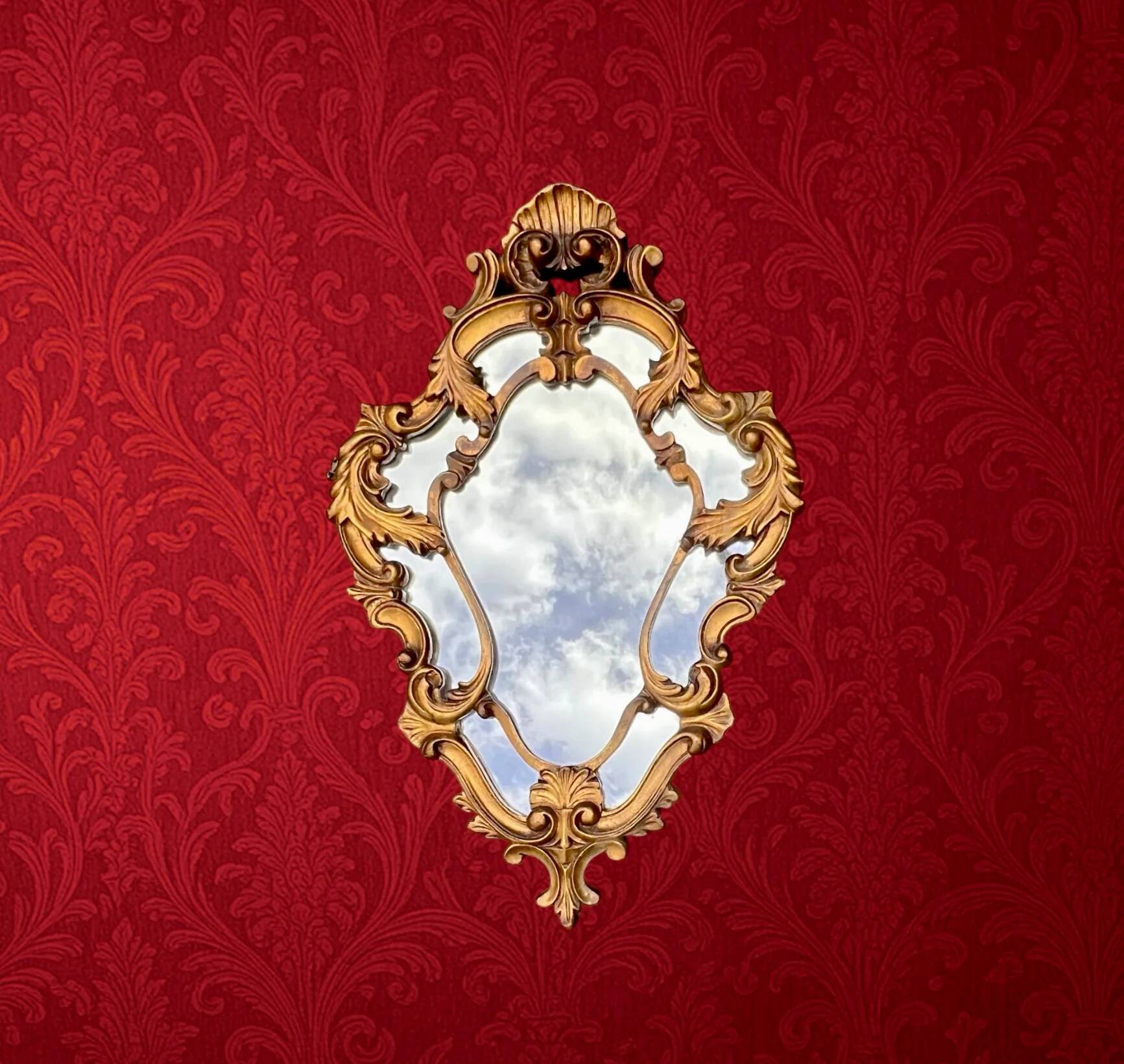 Golden wall mirror with a rococo Louis XV style – 1950s-60s