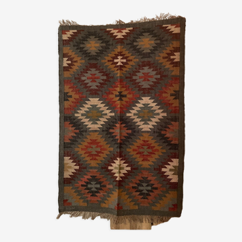 Jute wool handwoven kilim floor rug