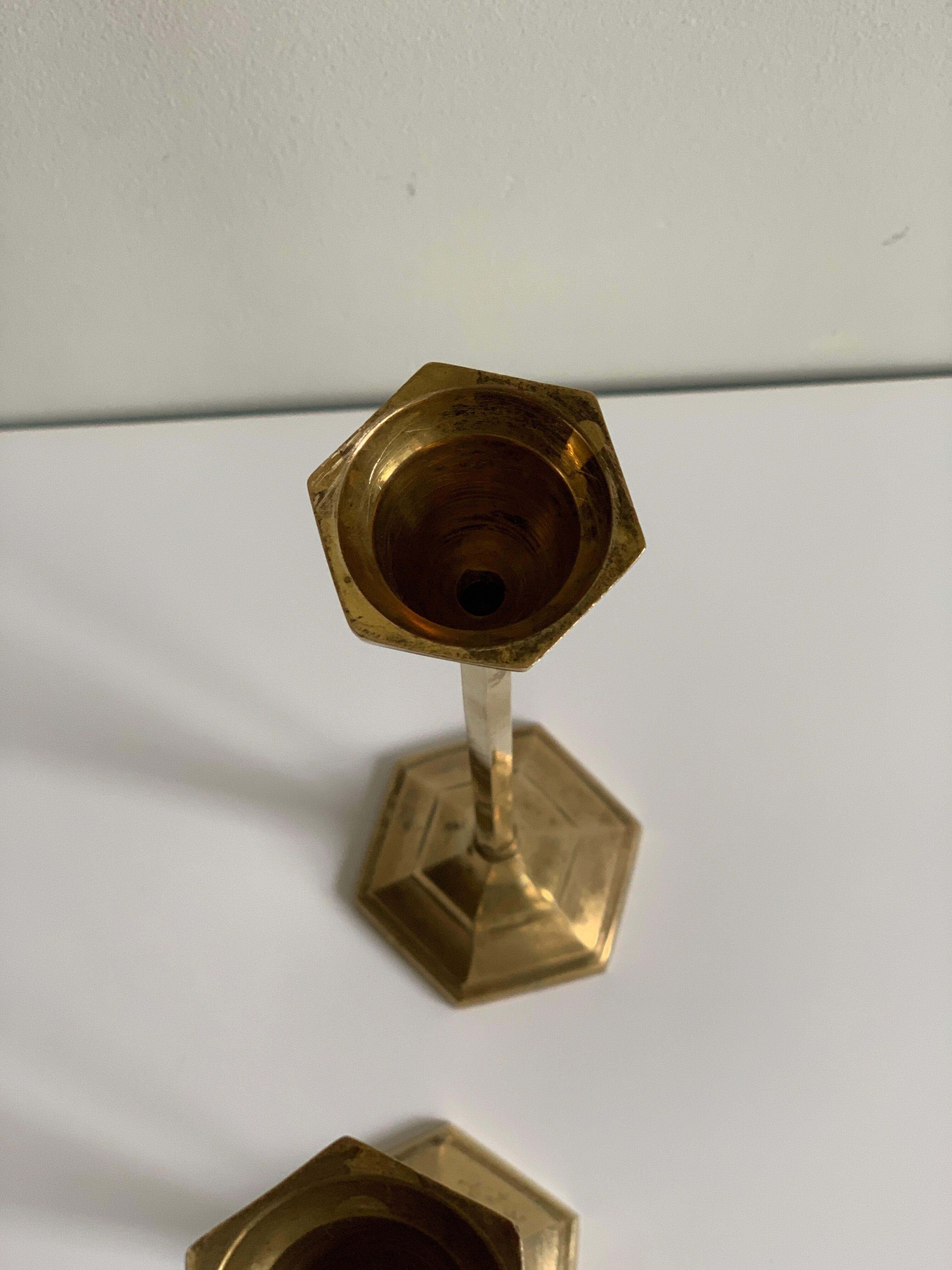 Pair of brass candle holders