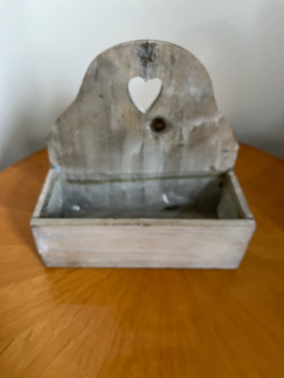 Wooden planter white patina