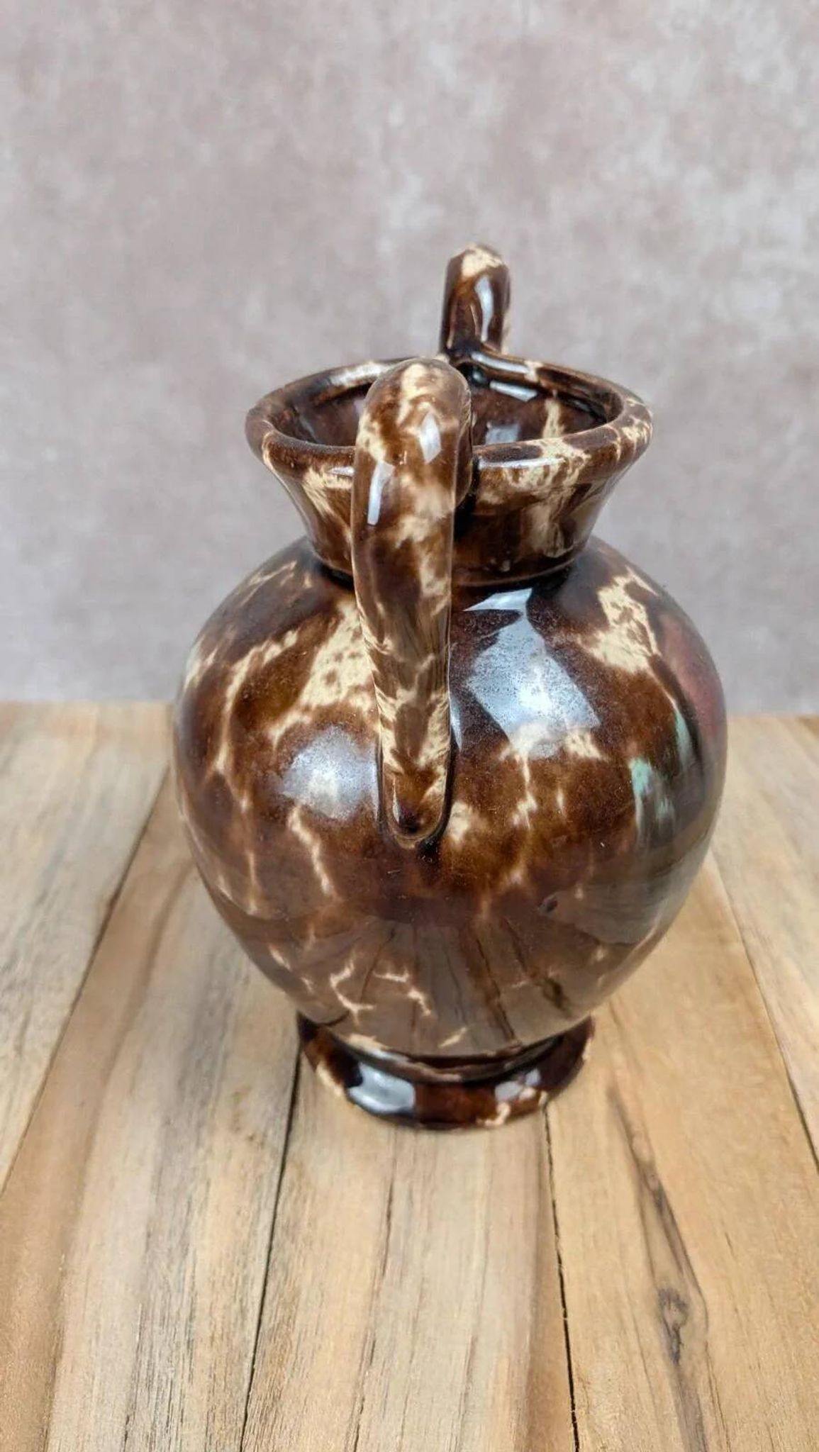 Petit vase ancien en céramique émaillée – anses –