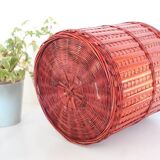 Wastepaper bin, basket, Wicker, Red