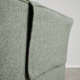 Mid-Century Cherry Wood Three-Seater Sofa