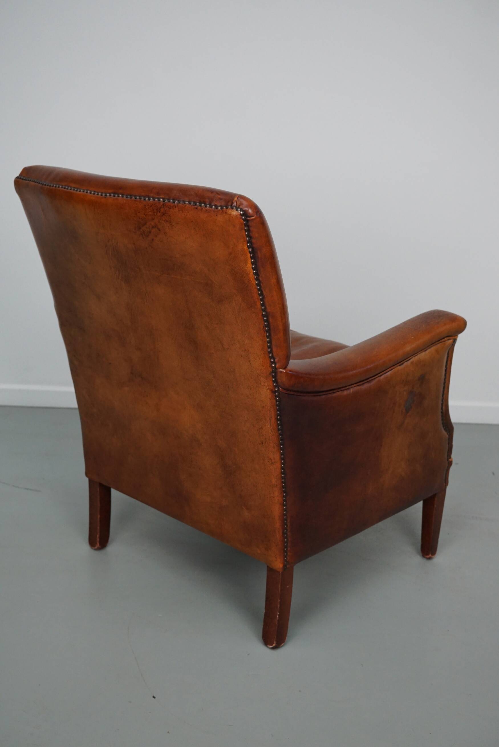 Vintage Dutch Cognac Colored Leather Club Chair