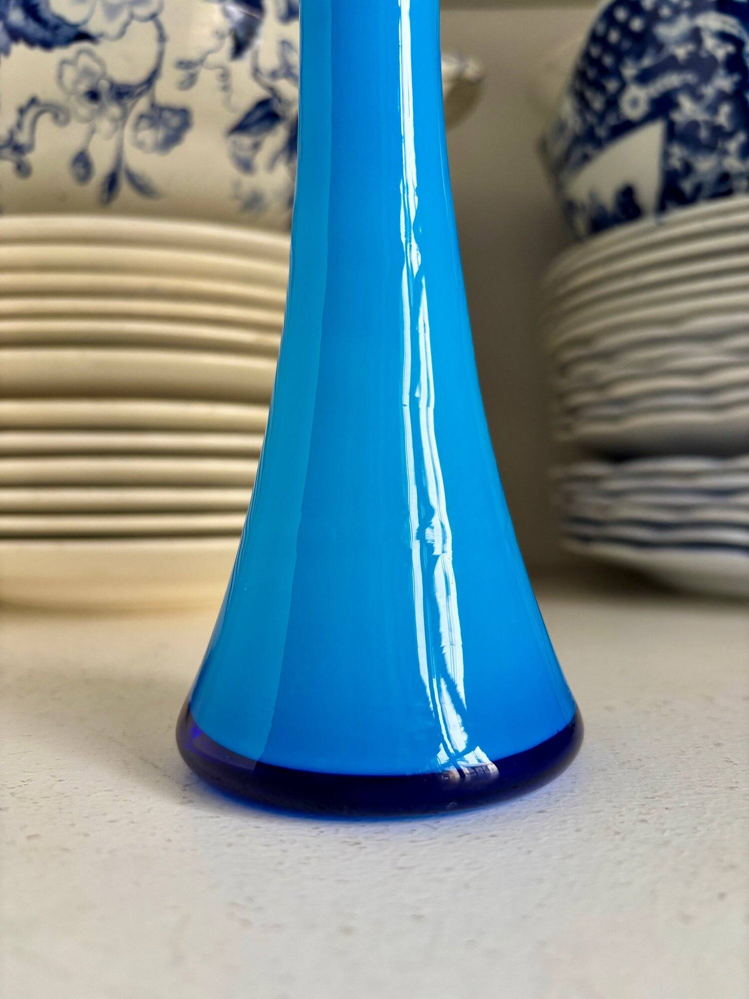Vase, Scandinavian soliflore in blue opaline