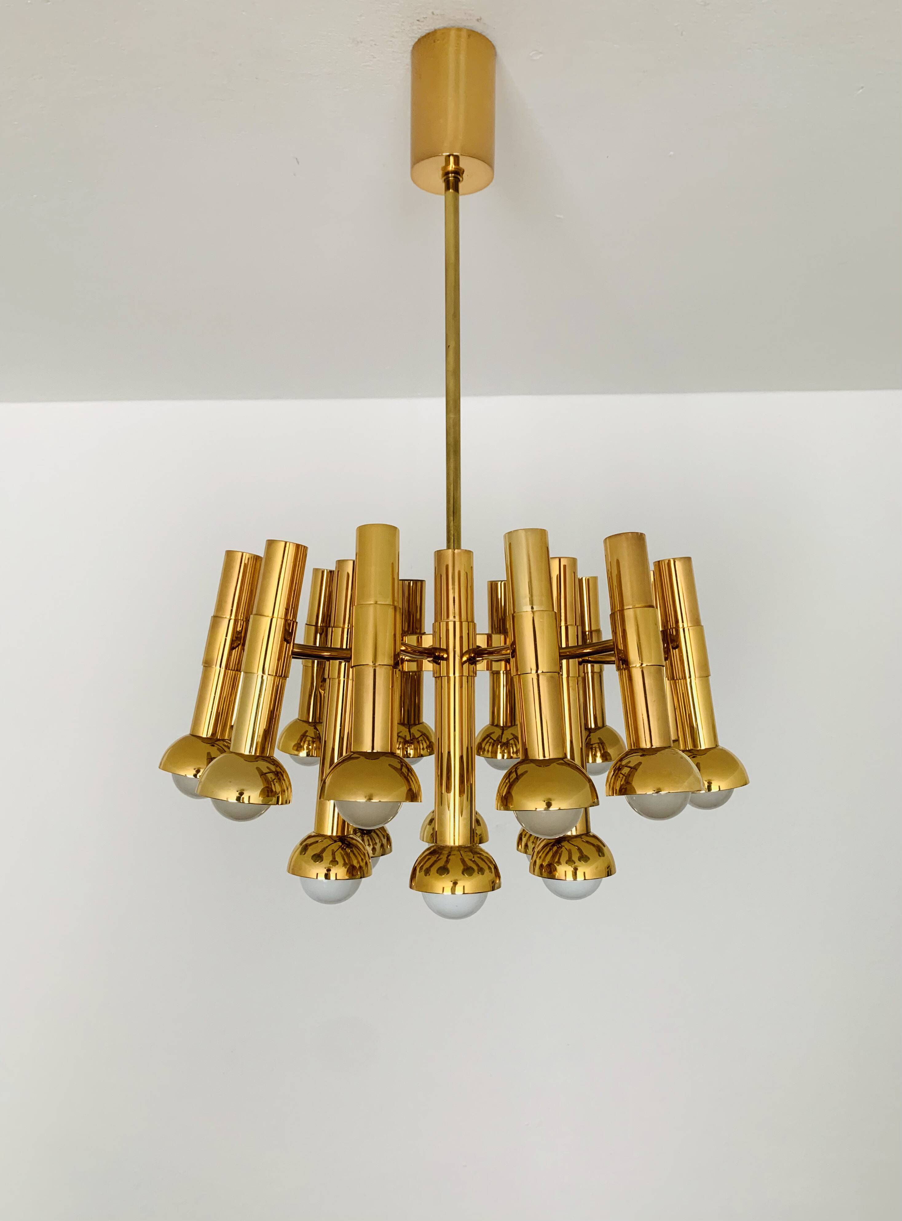 Brass Chandelier by Gaetano Sciolari