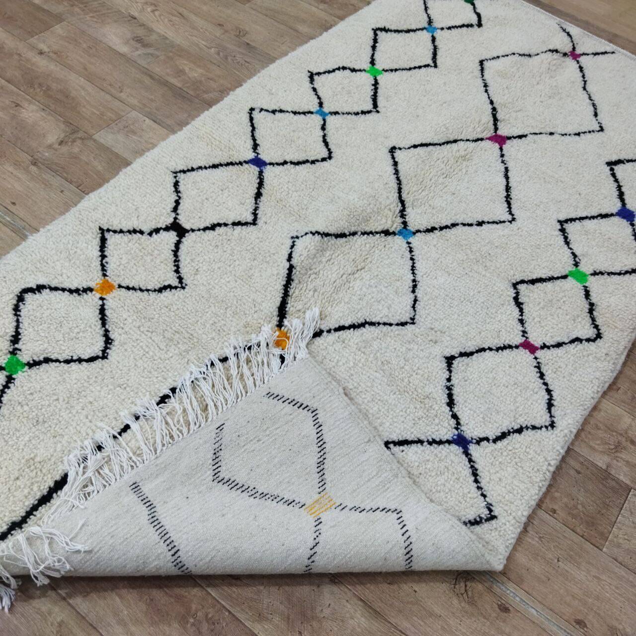 Handmade wool Berber rug 250 x 132 cm