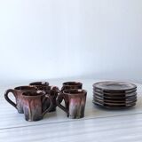 Vallauris coffee cups and bowls Pink and brown