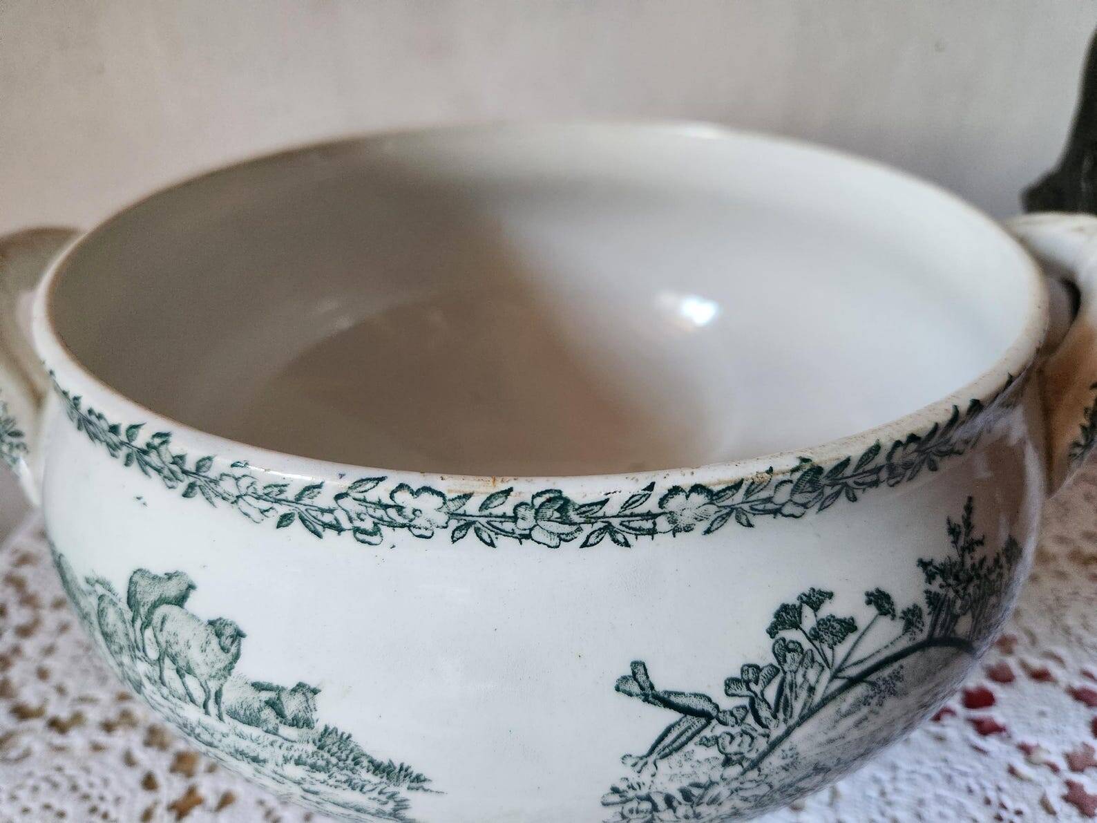 French 19th Century FF Pexonne Tureen 'Campagne' Animal Transferware