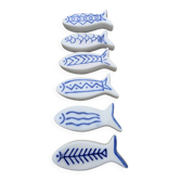 Set of 6 vintage ceramic painted fish motif spoon rests.