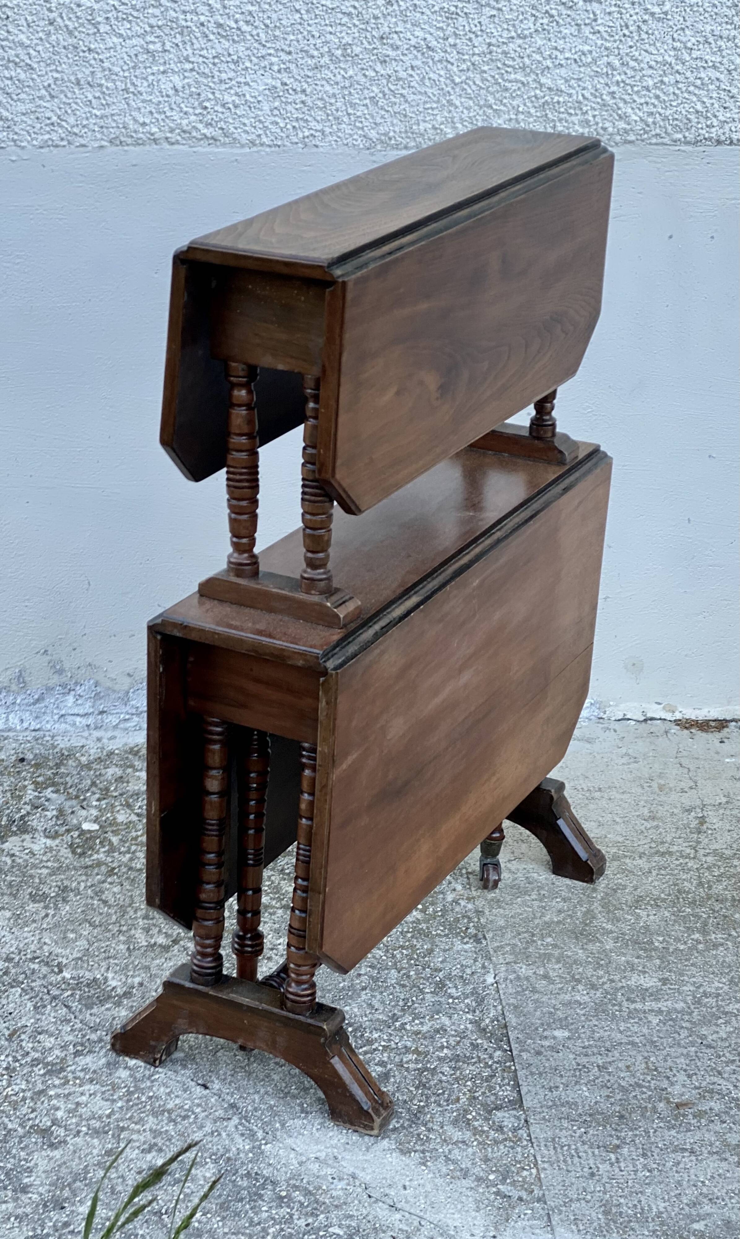 Table à volets gatleg modulable à 2 plateaux vintage 1950