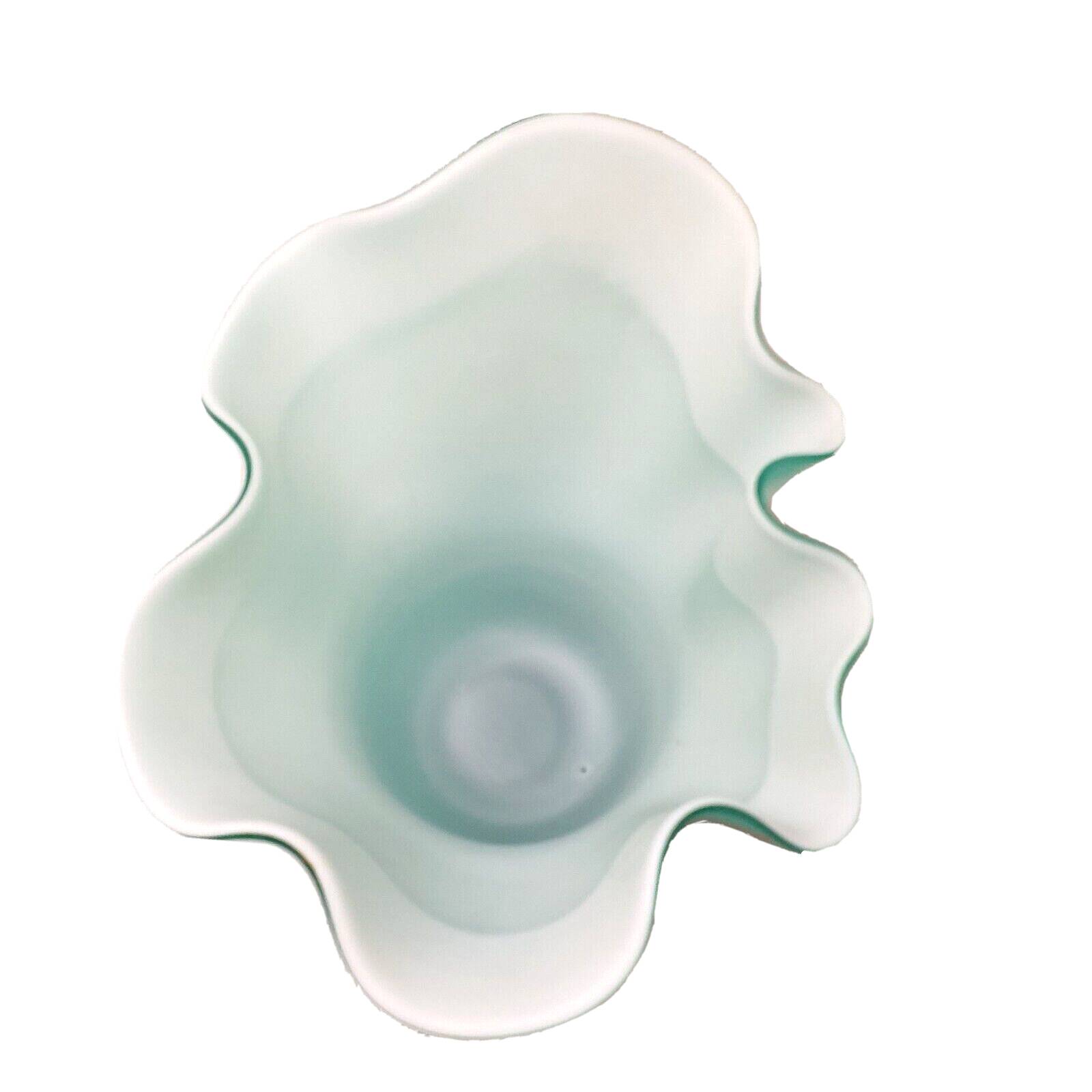 Vase handkerchief opaline turquoise interior white handmade work art deco