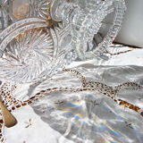 Plat à tarte en cristal vintage plat de service en cristal taillé ~ Présentoir à gateau ~ Centre d
