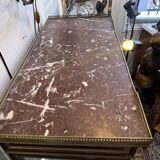 Louis XVI style display cabinet, in mahogany and mahogany veneer, with a red marble top with gallery