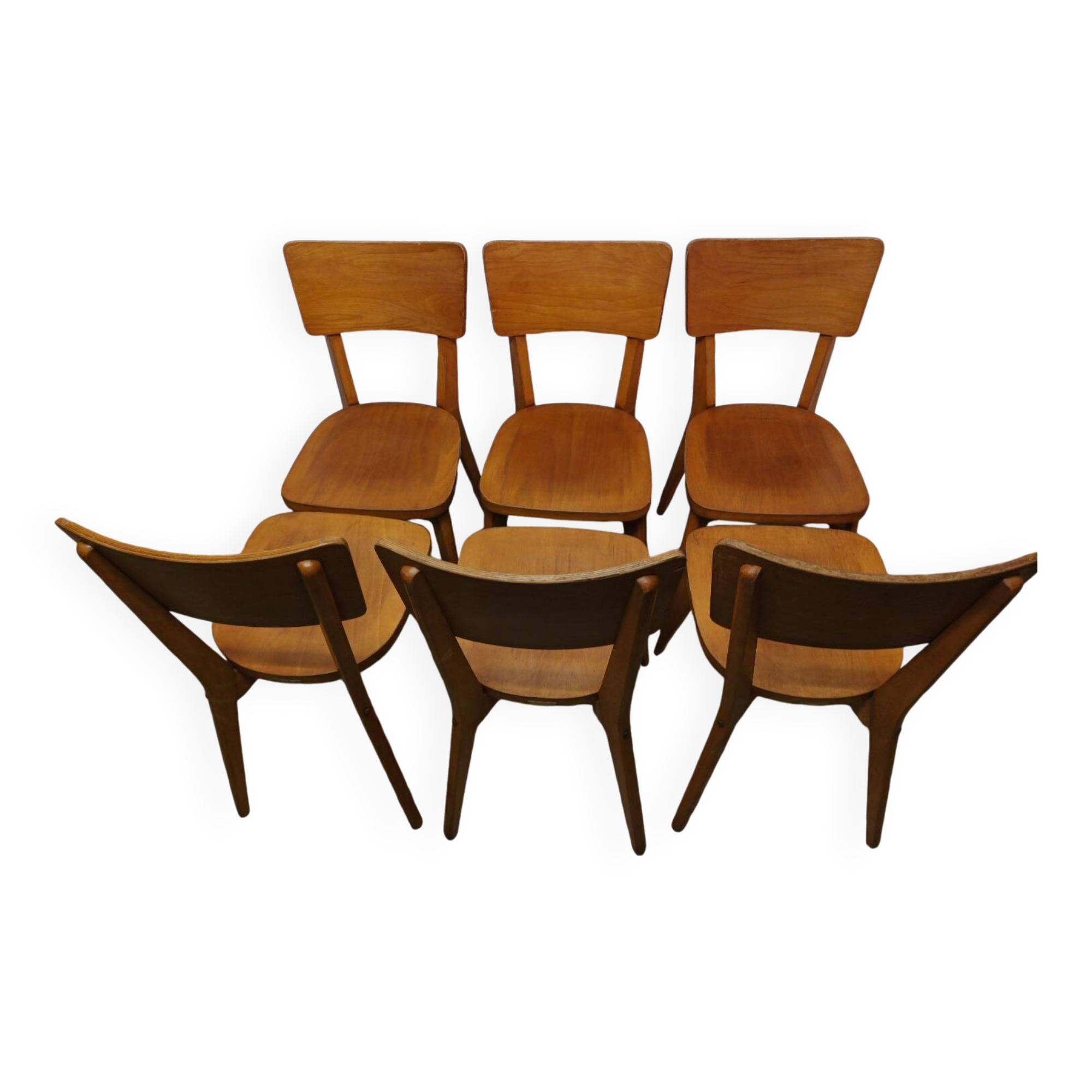 Lot de 6 chaises en bois Monobloc vintage