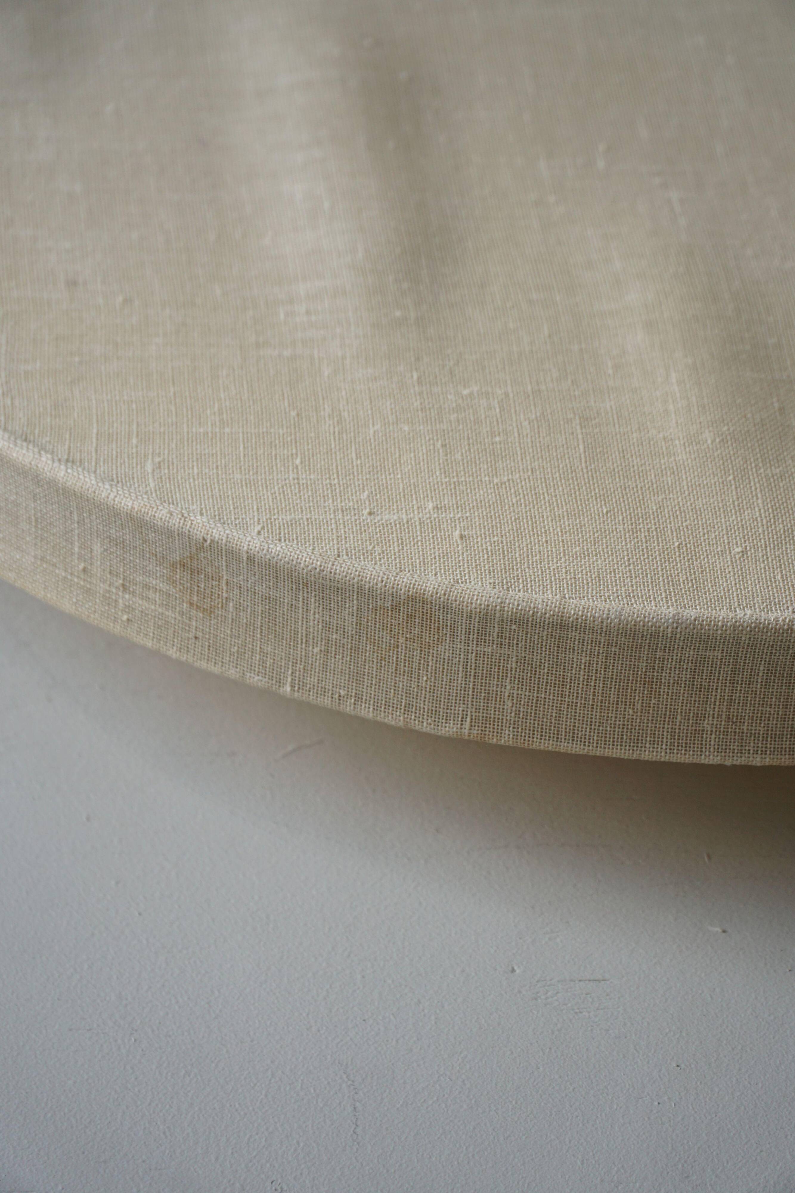 Mid-Century Modern, large round ceiling light in linen, Sweden, 1960s