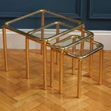 Nest of Three Chunky Brass Tables
