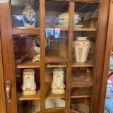 1940s school library in light oak with glass door and shelves