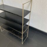 Vintage 1960 String wall shelf black and gold - 60 x 48 cm