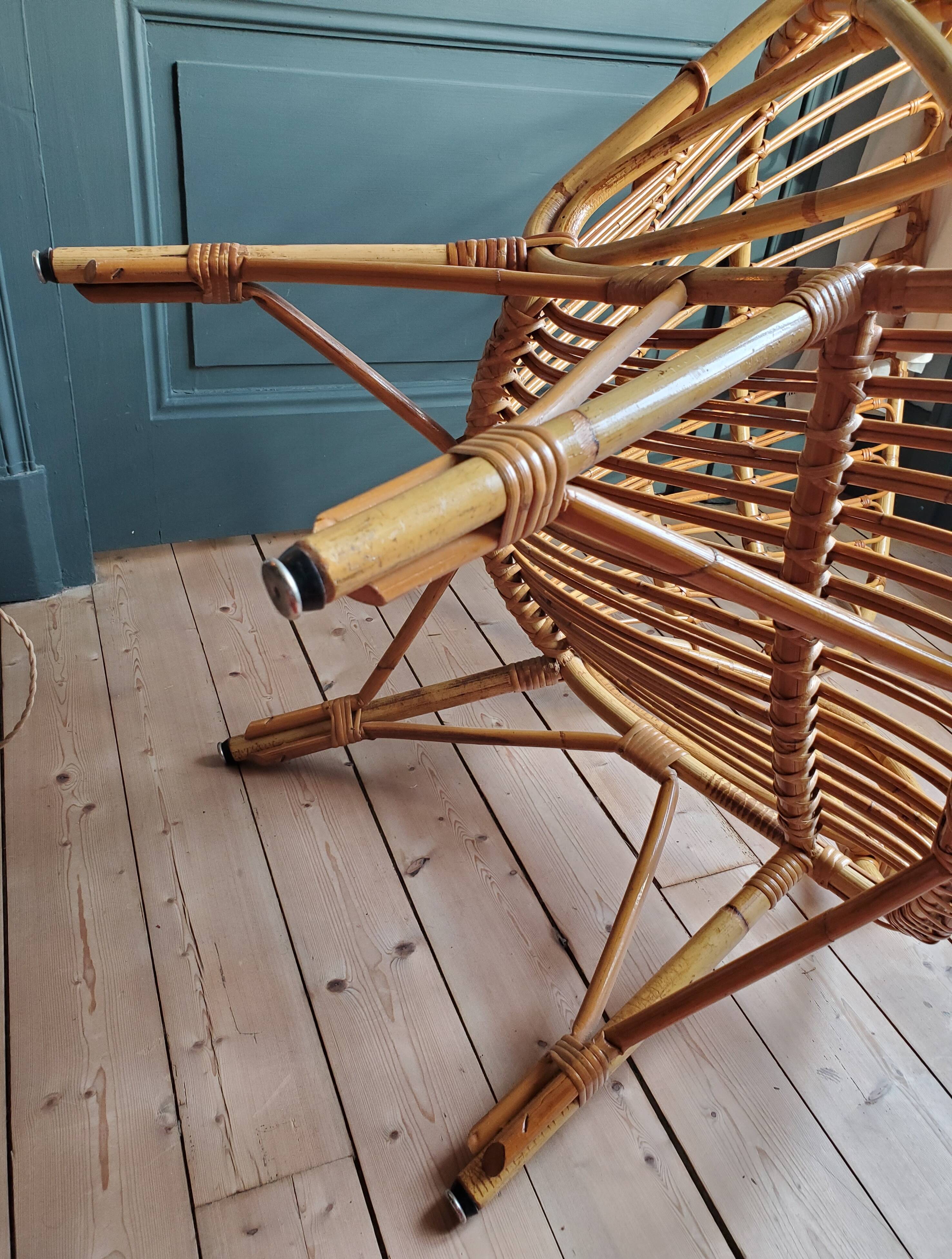 60's rattan fan chair