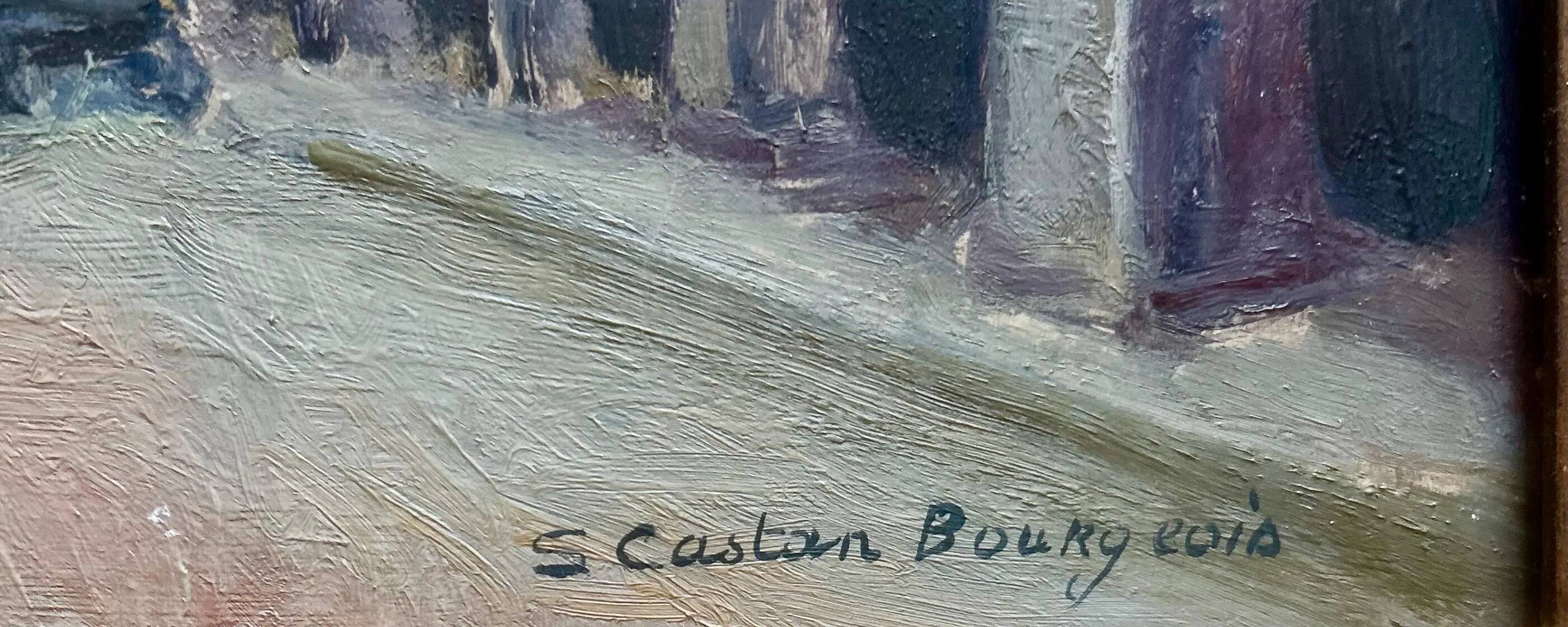 Vintage Impressionist Cityscape Oil Painting