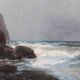 Seascape With Cliffs, Oil On Canvas, Italy, 20th Century