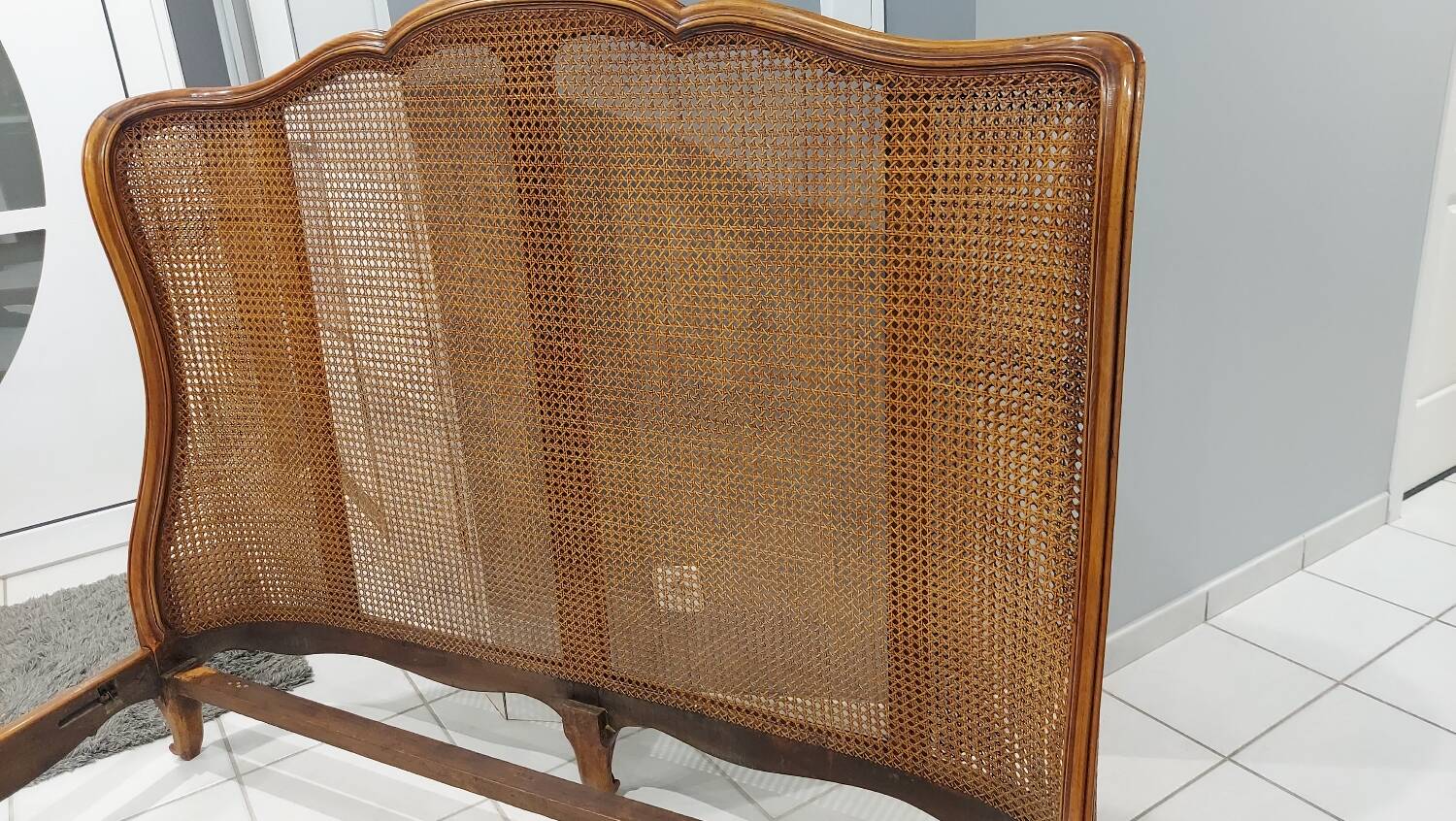 Louis XV style double cane basket bed, mid-20th century