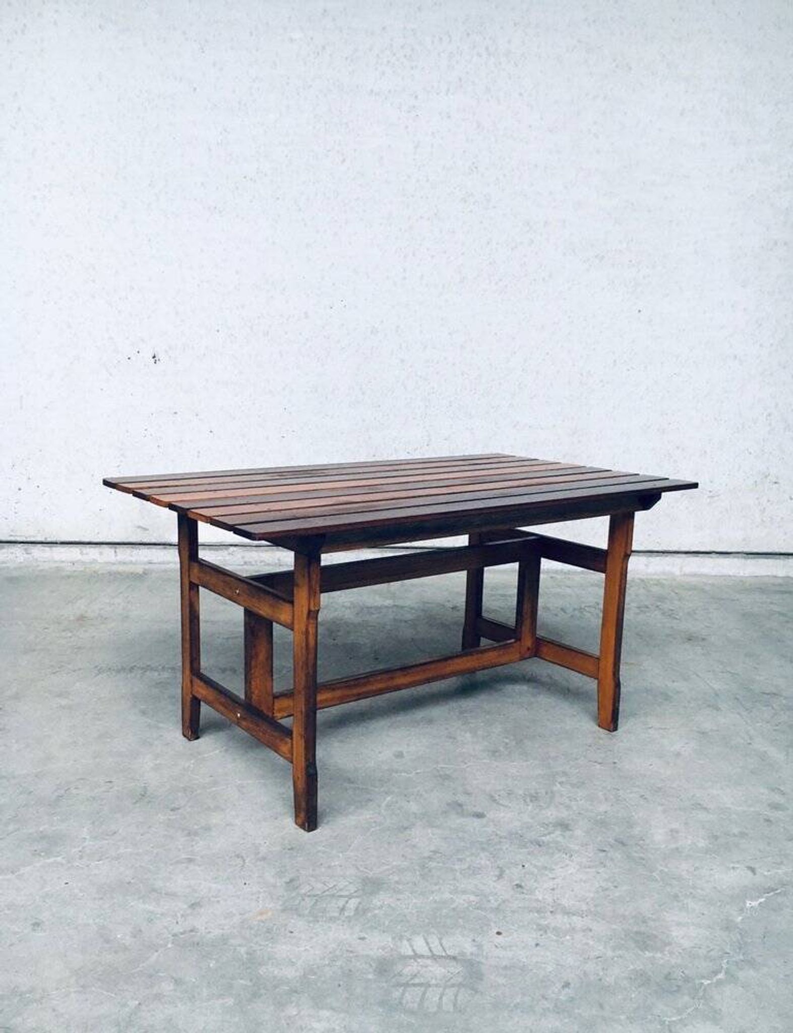 Patinated Wood Garden Table, 1970s