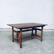 Patinated Wood Garden Table, 1970s