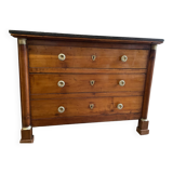 old empire chest of drawers with half column on marble
