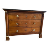 ancienne commode empire à demi colonne dessus marbre