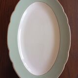 Plat ovale Villeroy & Boch Mettlach céladon et or