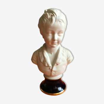 Bust child cherubin porcelain biscuit signed Tharaud Limoges made In France