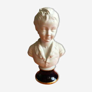 Buste enfant cherubin porcelaine biscuit signé Tharaud Limoges made In France