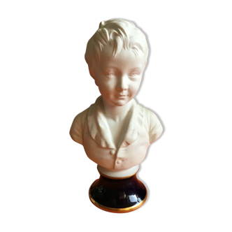 Bust child cherubin porcelain biscuit signed Tharaud Limoges made In France