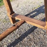 Country farm table xixth in chene, 2 drawers