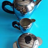 Baumlin nickel chrome 3-piece service - coffee/tea maker, milk jug, sugar bowl