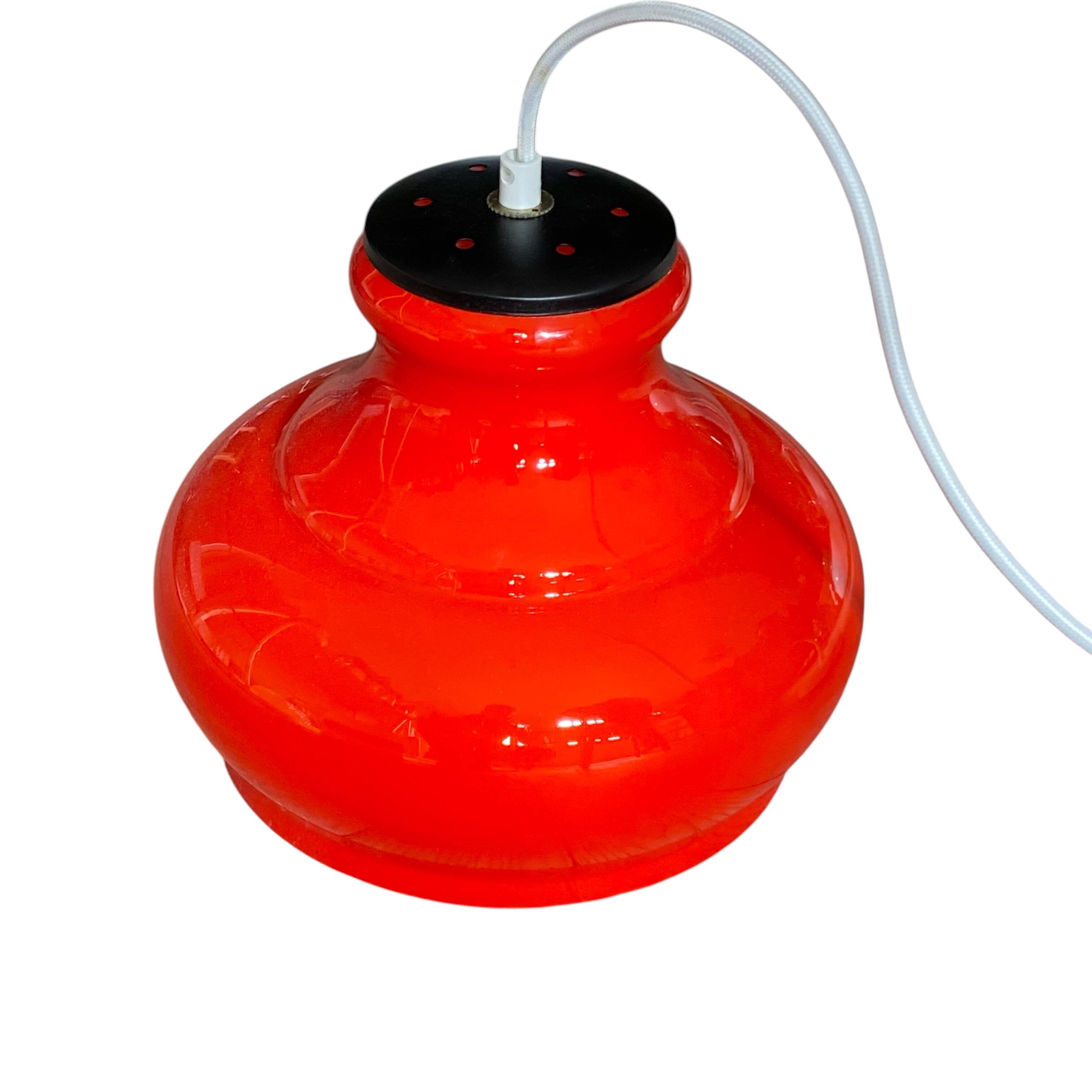 Dark orange opaline glass pendant light