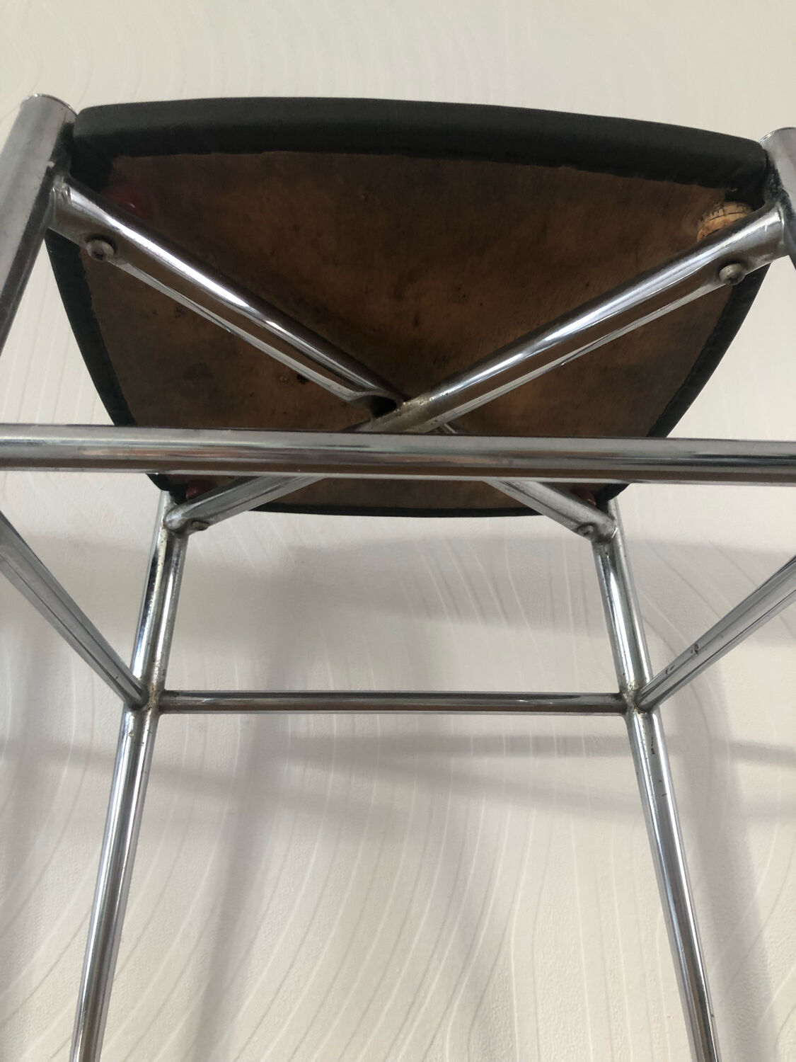 2 stools vintage metal black seat