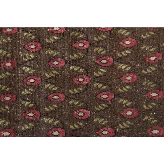 1970s Vintage Turkish Hand-Knotted Wool Cotton Brown Rug 130x194
