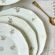 6 Flat plates porcelain white flowers golden Limoges Mehun