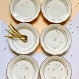 Lot 6/12 small plates - white porcelain - gold- ser - vintage -retro