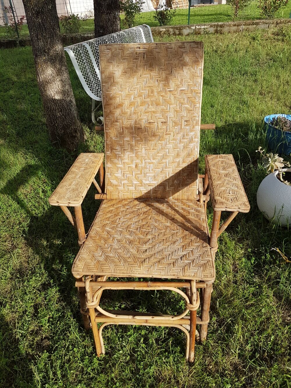 Old rattan deckchair