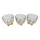 3 verres bas sur pied Art Déco