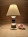 Ceramic lamp, new fabric cable, cotton lampshade.