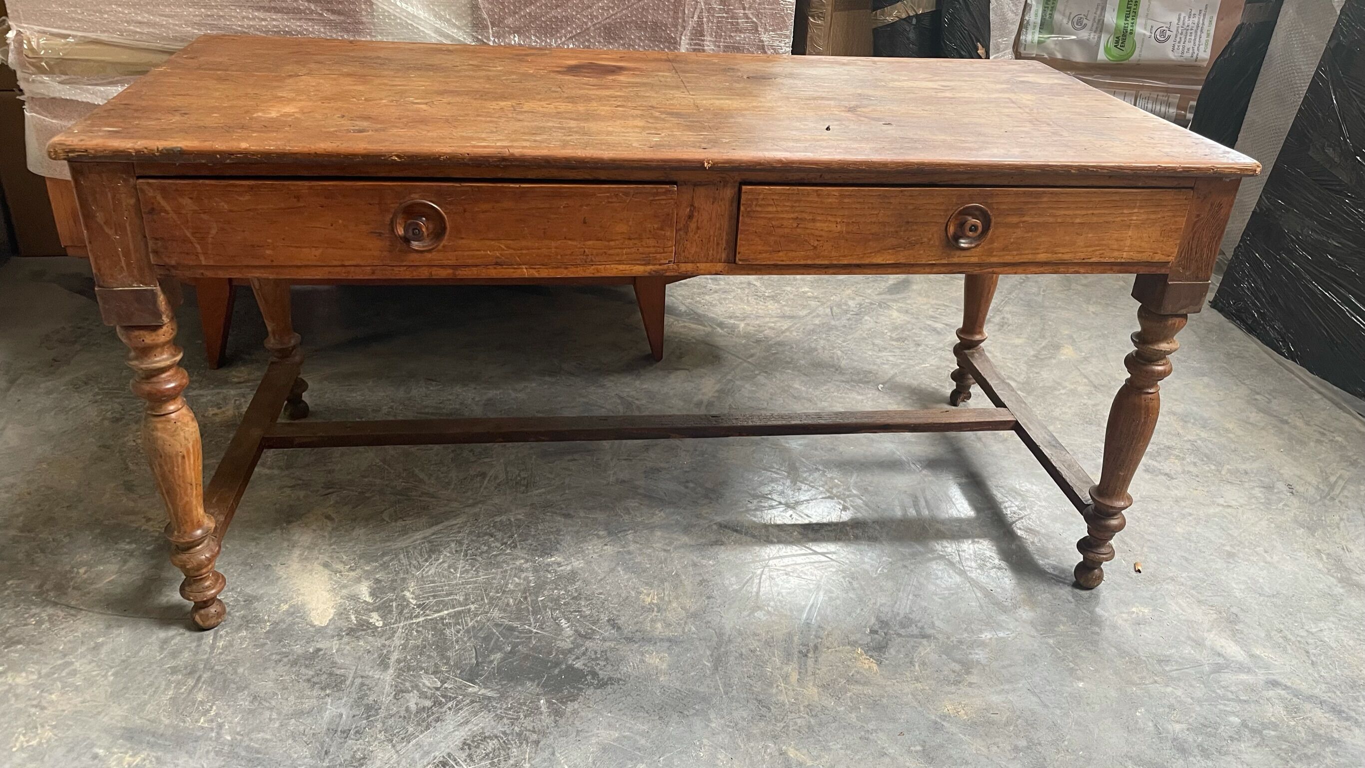 Farmhouse table with drawers