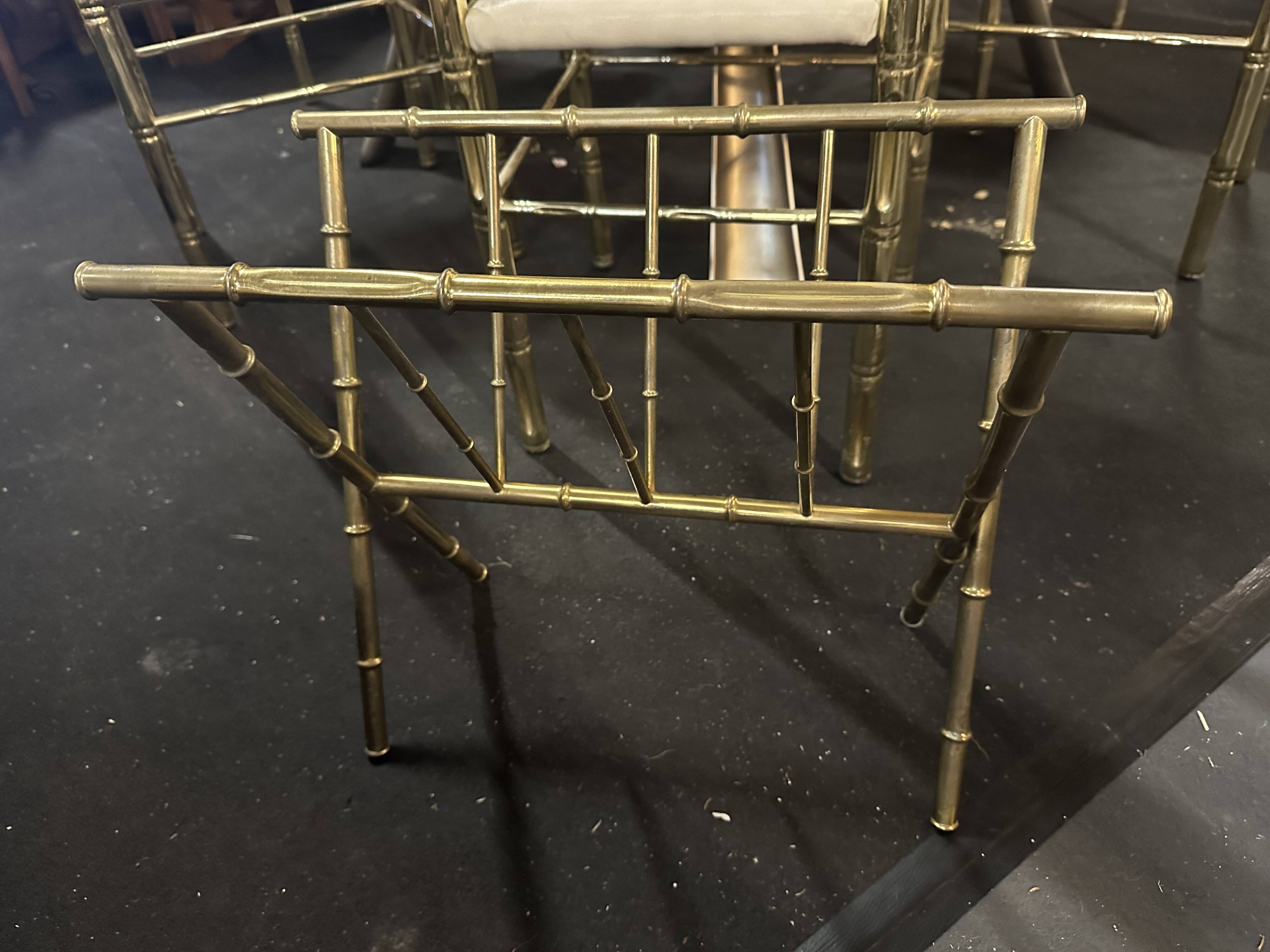 Hollywood Regency Brass and Bamboo Magazine Rack by Maison Baguès, 1970s