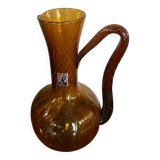 Ancienne Carafe CF Verre Soufflé Orange Ambre Vintage #B842